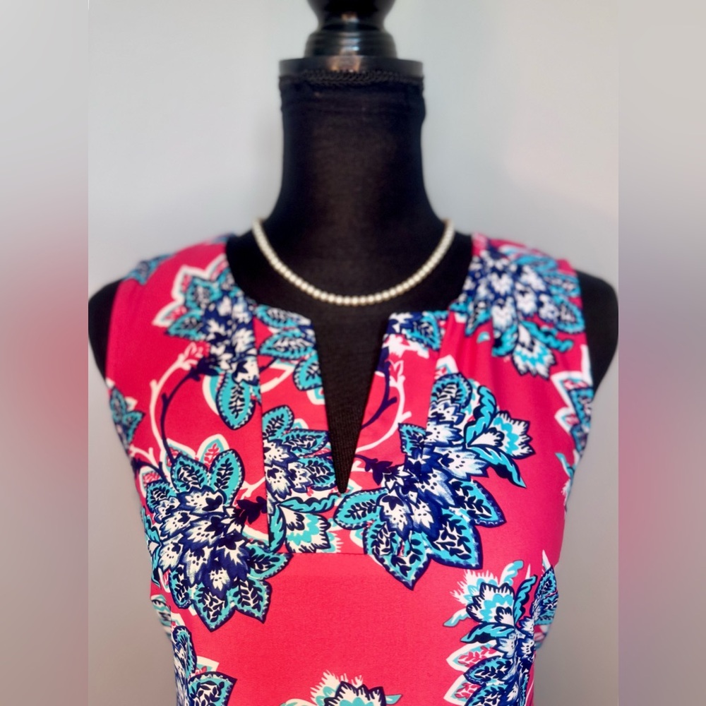 Filly Flair Pink and Teal/Blue Floral Dress - Picture 4 of 7